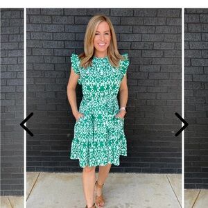 Nursing Queen Green and White Mini Dress